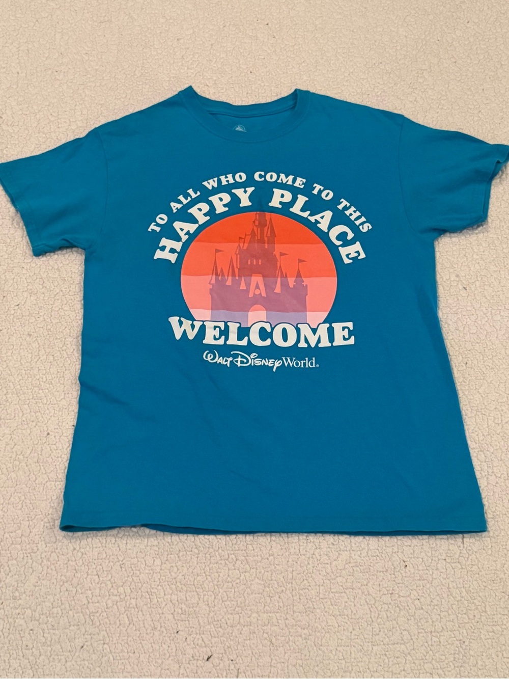 Disney Themed T Shirt Happy Place Blue Medium